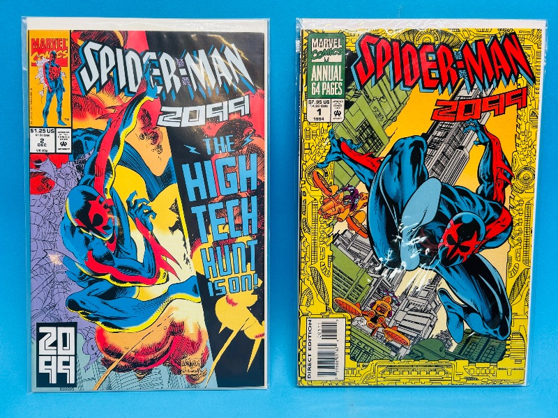 Photo 1 of 195099…2 Spider-Man 2099 comics #1and #2 in plastic sleeves 