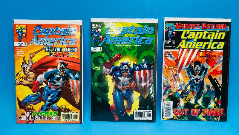 Photo 1 of 195108…3 captain America  comics in plastic sleeves 