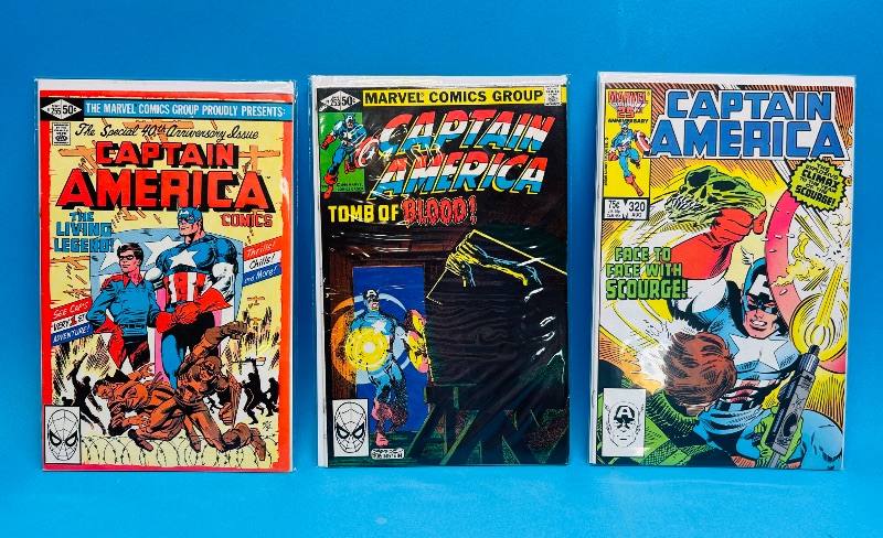 Photo 1 of 195110… 3 vintage captain America  comics in plastic sleeves 