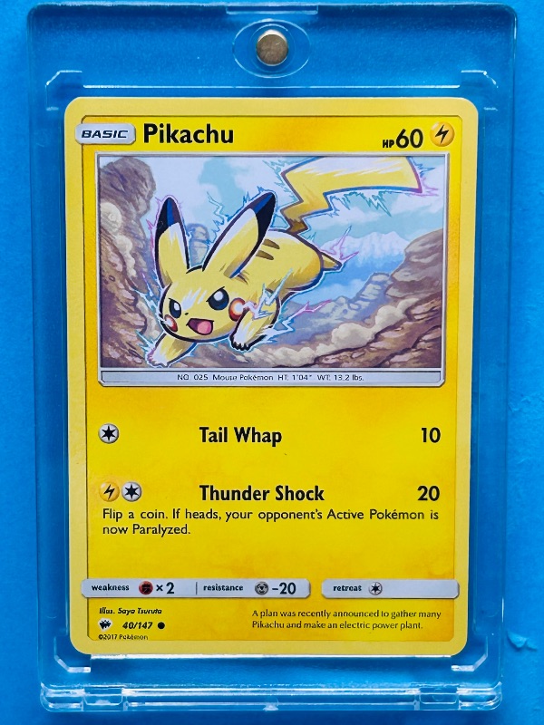Photo 1 of 195127…Pikachu Pokémon card in hard plastic case