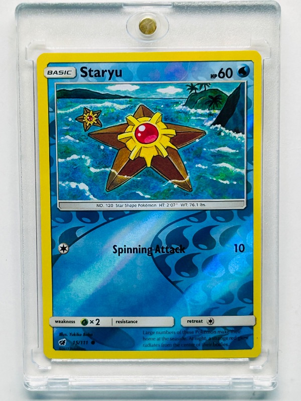 Photo 1 of 195128…Staryu reverse holo Pokémon card in hard plastic case