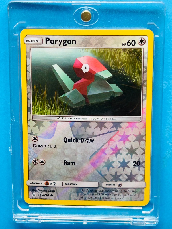 Photo 1 of 195129…Porygon reverse holo Pokémon card in hard plastic case