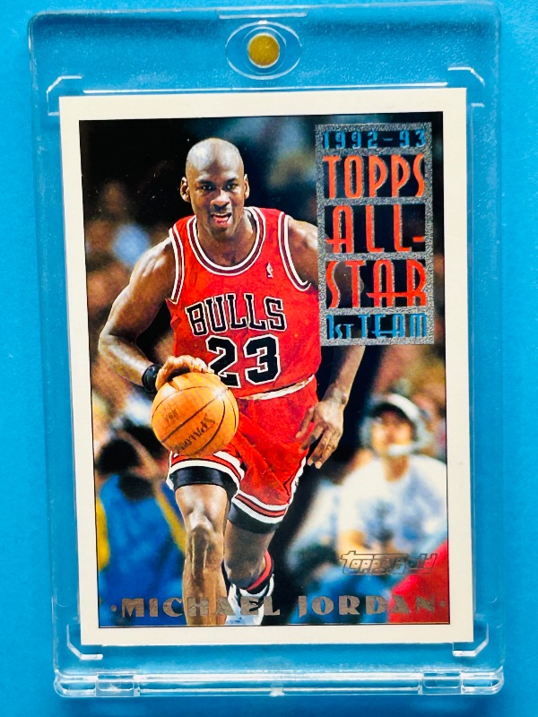 Photo 1 of 195130…Michael Jordan Topps all star card 101 in hard plastic case 