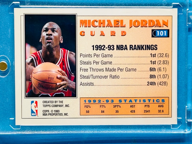 Photo 1 of 195130…Michael Jordan Topps all star card 101 in hard plastic case 