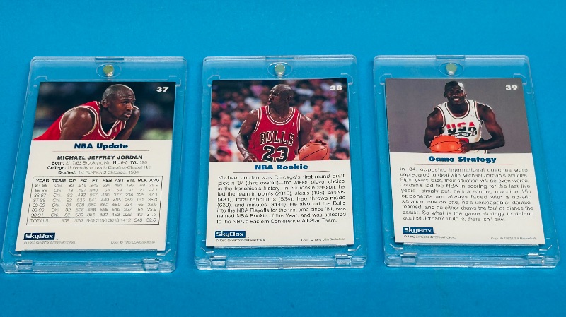 Photo 1 of 195131… Micheal Jordan cards37,38,39 in hard plastic cases