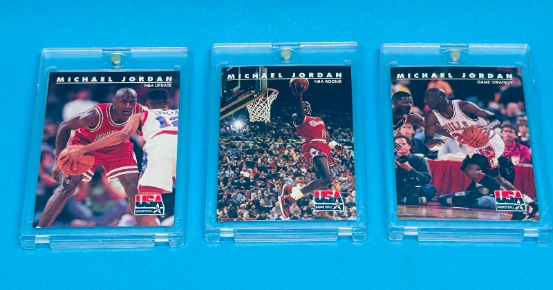 Photo 1 of 195131… Micheal Jordan cards37,38,39 in hard plastic cases