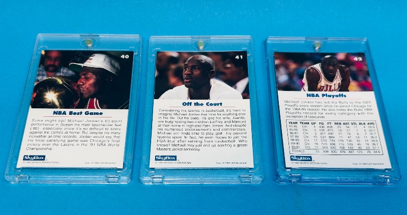 Photo 1 of 195132… Micheal Jordan cards 40, 41, 42 in hard plastic cases