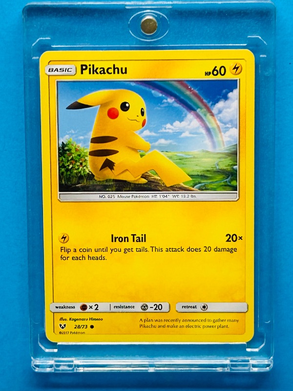 Photo 1 of 195135…Pikachu Pokemon card in hard plastic case