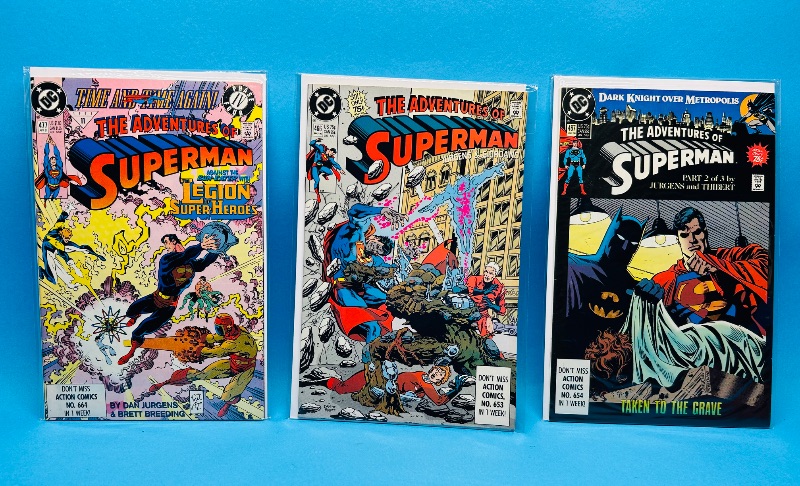 Photo 1 of 195143…3 Superman comics in plastic sleeves 
