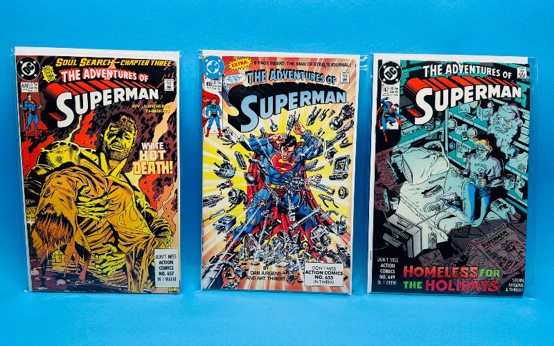 Photo 1 of 195145…3 Superman comics in plastic sleeves 