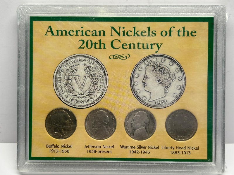 Photo 1 of 195152…sealed American nickels of the 20th century set with COA 