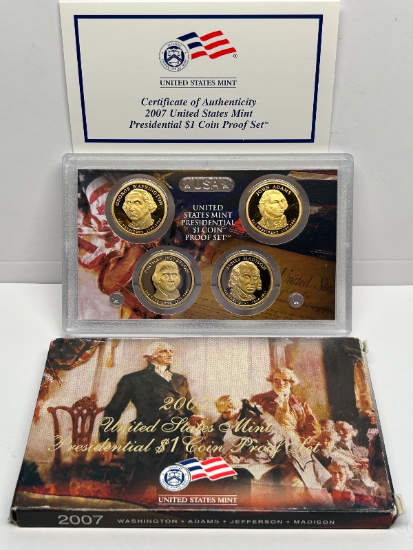 Photo 1 of 195159…2007 US mint presidential $1 coin proof set with COA