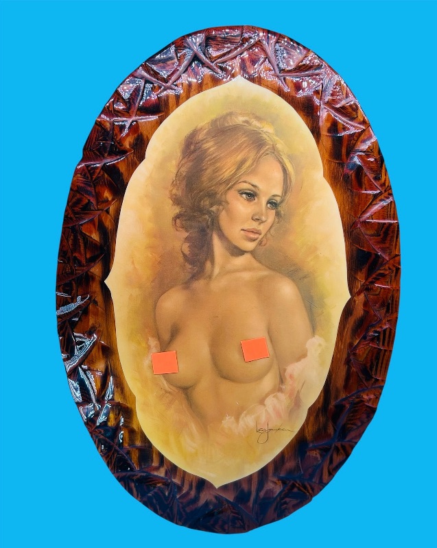 Photo 1 of 195170…vintage Leo Jansen nude lady art lacquered on wood piece 19 x 12”