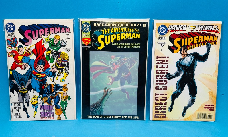 Photo 1 of 195180…3 Superman  comics in plastic sleeves 