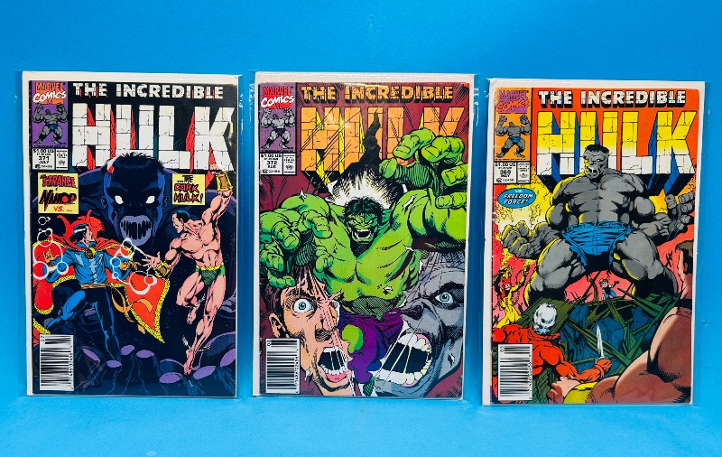 Photo 1 of 195182…3 vintage Hulk  comics in plastic sleeves 