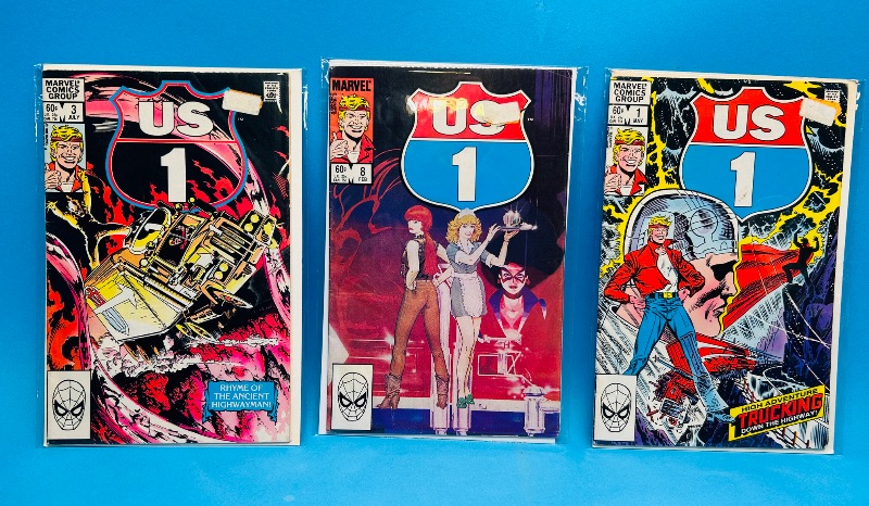 Photo 1 of 195191…3 vintage US1  comics in plastic sleeves 