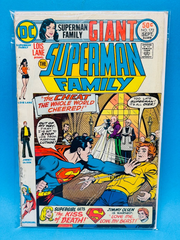 Photo 1 of 195193…vintage Superman family comic in plastic sleeve-wear from age