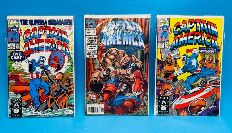 Photo 1 of 195199…3 vintage captain America  comics in plastic sleeves 