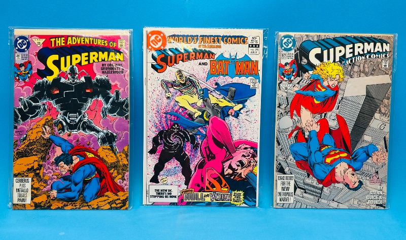 Photo 1 of 195200…3 vintage Superman  comics in plastic sleeves 