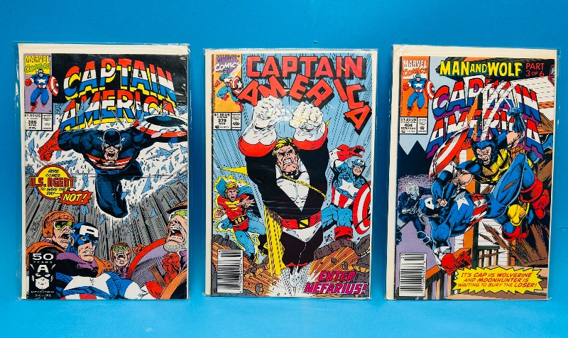 Photo 1 of 195201…3 vintage captain America  comics in plastic sleeves 