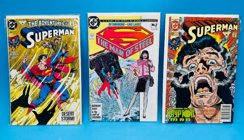 Photo 1 of 195207…3 vintage Superman  comics in plastic sleeves 