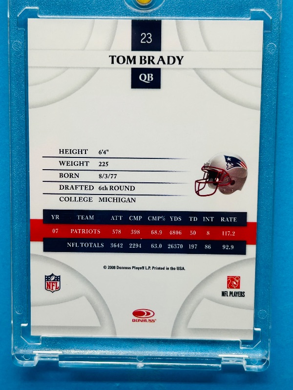 Photo 1 of 195240…Tom Brady card 23  in hard plastic case 