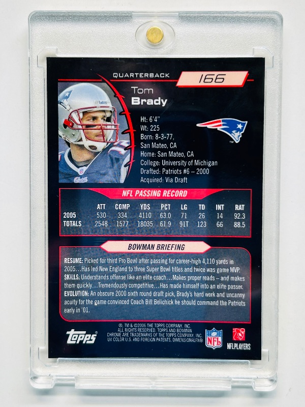 Photo 1 of 195241…Topps Chrome Tom Brady card166  in hard plastic case 