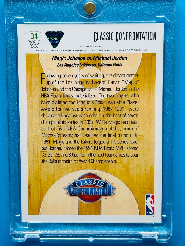 Photo 1 of 195245…Magic vs. Jordan card 34  in hard plastic case 