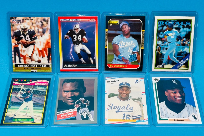 Photo 1 of 195248…8 Bo Jackson  cards in hard plastic sleeves 