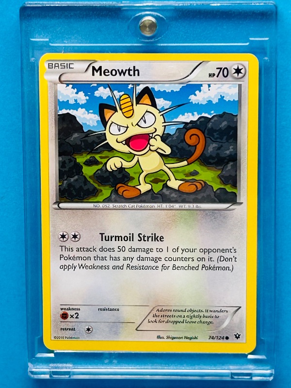 Photo 1 of 195255…Meowth Pokémon card in hard plastic case 