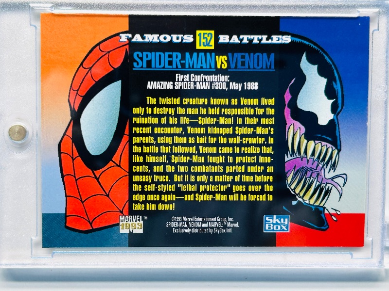 Photo 1 of 195257…Marvel Spider-Man vs. Venom card 152 in hard plastic case