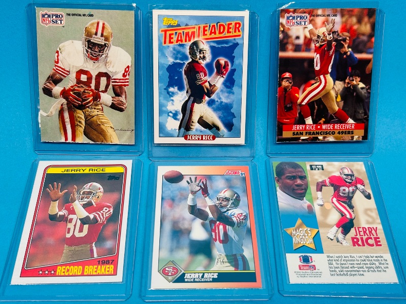 Photo 1 of 195265…6 Jerry Rice cards in hard plastic sleeves 