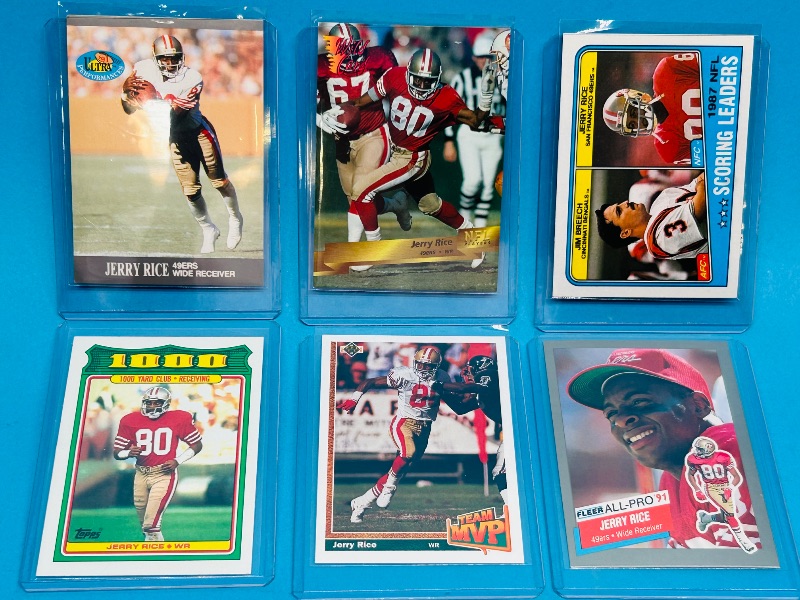 Photo 1 of 195266…6 Jerry Rice cards in hard plastic sleeves 