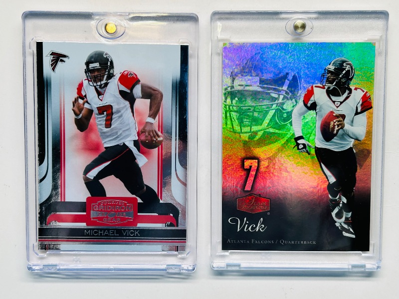 Photo 1 of 195267…2 Michael Vick cards in hard plastic cases 