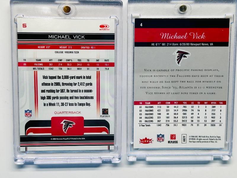 Photo 1 of 195267…2 Michael Vick cards in hard plastic cases 