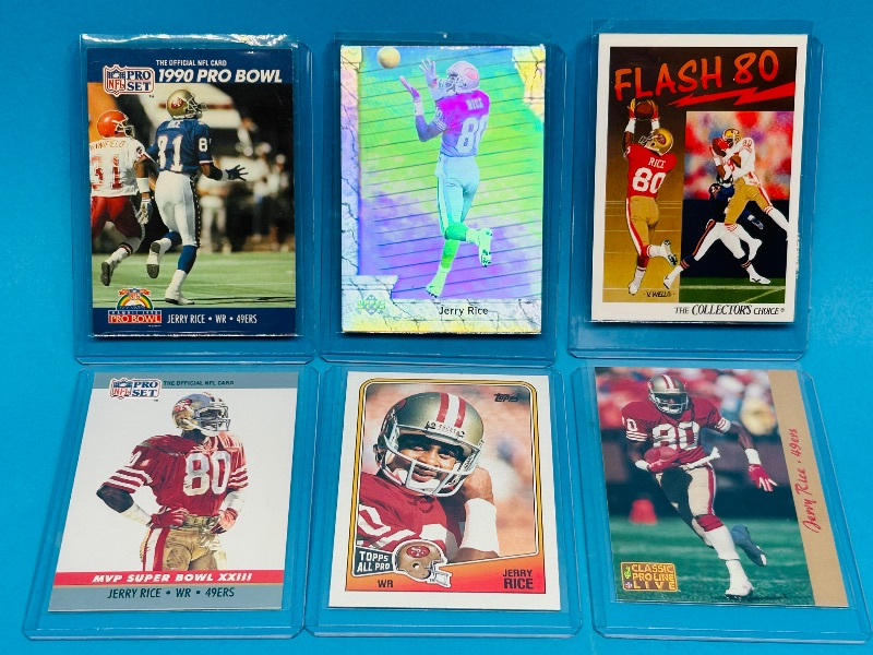 Photo 1 of 195269…6 Jerry Rice cards in hard plastic sleeves 
