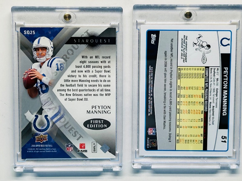 Photo 1 of 195270…2 Peyton Manning cards in hard plastic cases 