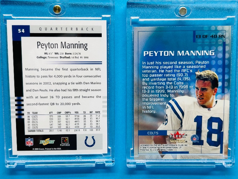 Photo 1 of 195271…2 Peyton Manning cards in hard plastic cases 