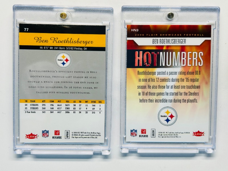 Photo 1 of 195275…2 Ben Roethlisberger cards in hard plastic cases 