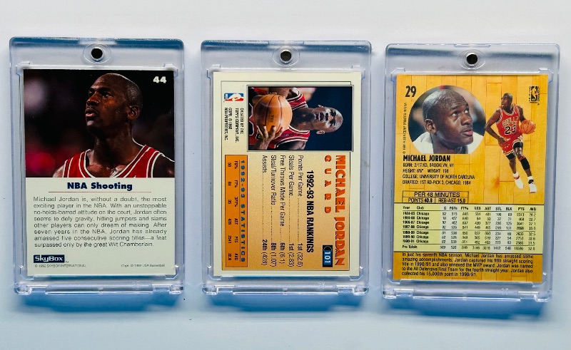 Photo 1 of 195284…3 Michael Jordan cards in hard plastic cases 