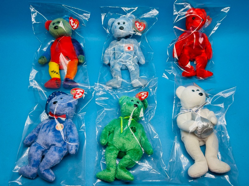 Photo 1 of 195348… 6 TY beanie babies in plastic bags 
