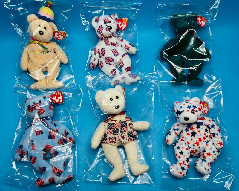 Photo 1 of 195350… 6 TY beanie babies in plastic bags 