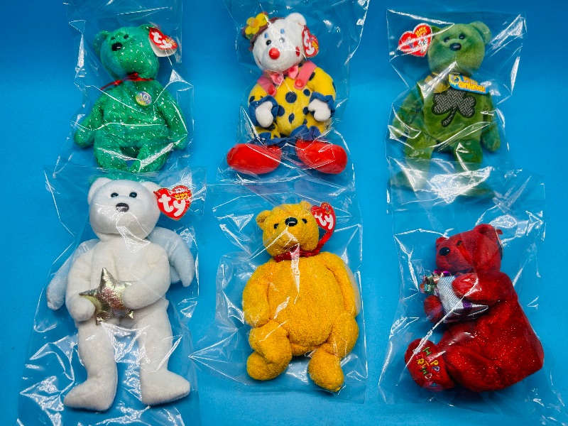 Photo 1 of 195352… 6 TY beanie babies in plastic bags 