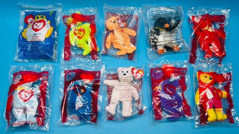 Photo 1 of 195364…10 small TY happy meal beanie babies in sealed packages 