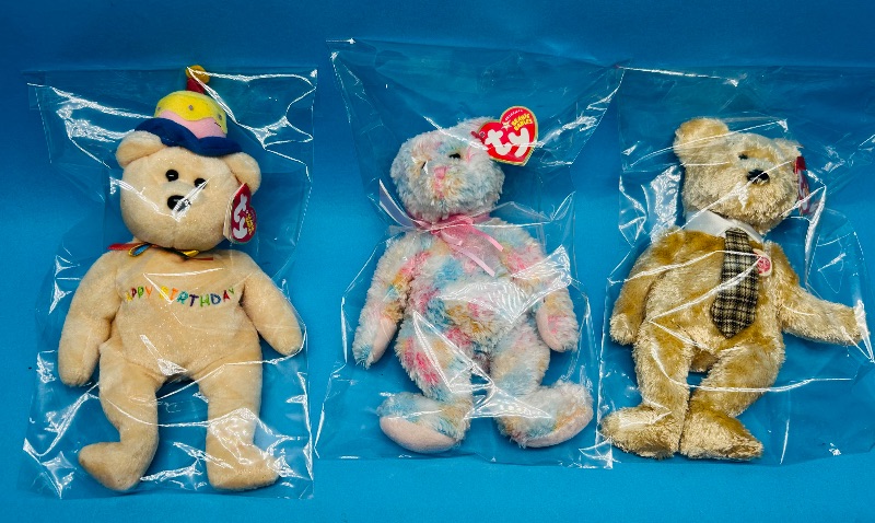 Photo 1 of 195365…3 TY beanie babies in plastic bags 