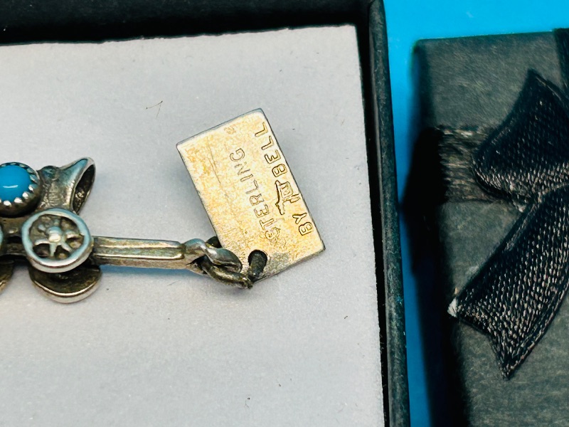 Photo 1 of 195368…vintage sterling silver by Bell stagecoach charm in gift box shows wear from age