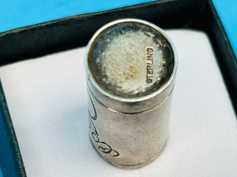 Photo 1 of 195372…sterling silver Coors beer can charm in gift box shows wear from age 