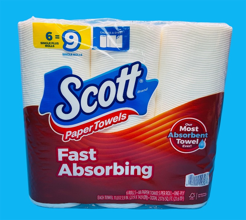 Photo 1 of 195437… 6 rolls of Scott paper towels 88 sheets per roll choose a sheet fast absorbing
