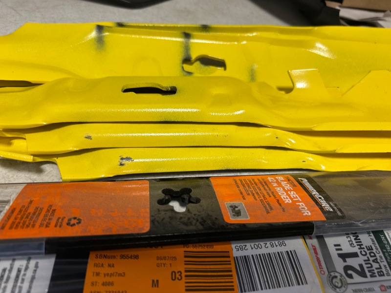Photo 1 of 195480…final sale-misc tractor parts returns- blades, mulching, cover, accessories no refunds/returns
