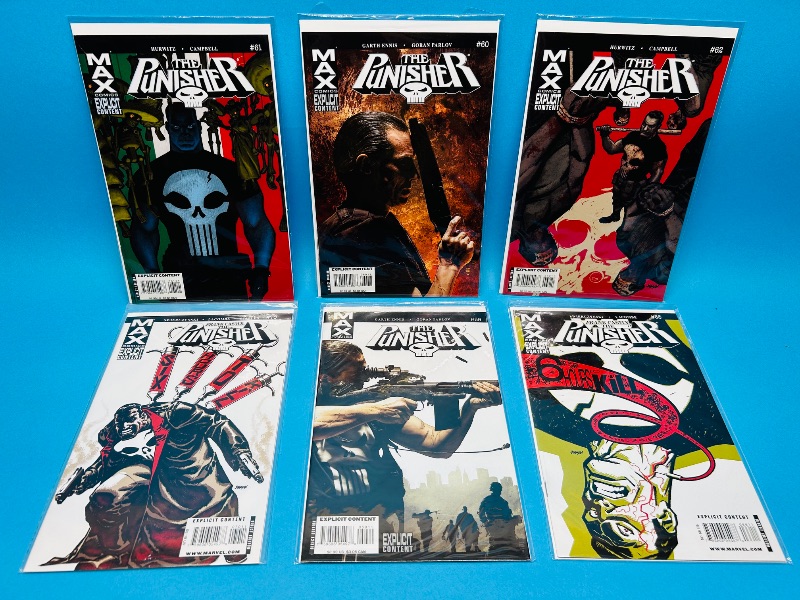 Photo 1 of 195570…6 Punisher explicit content comics in plastic sleeves 